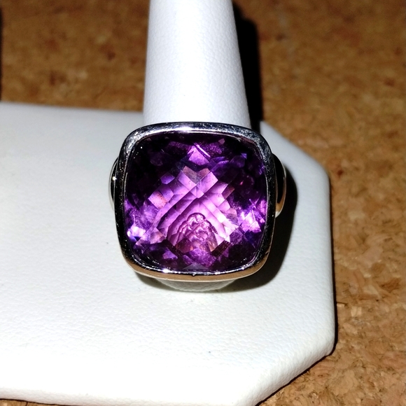 Heavy Amethyst heavy sterling silver ring size 7 - Picture 1 of 6